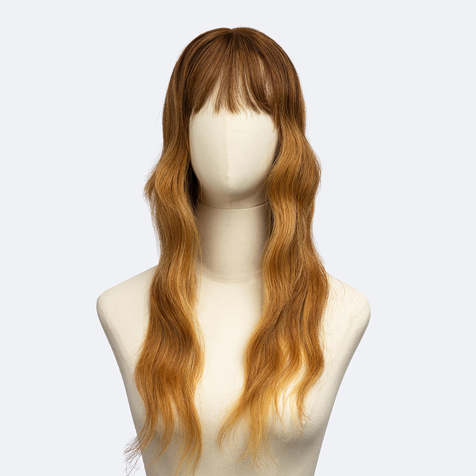 Women's Full Long Wavy Wig in Brown Blonde Made from Real Hair