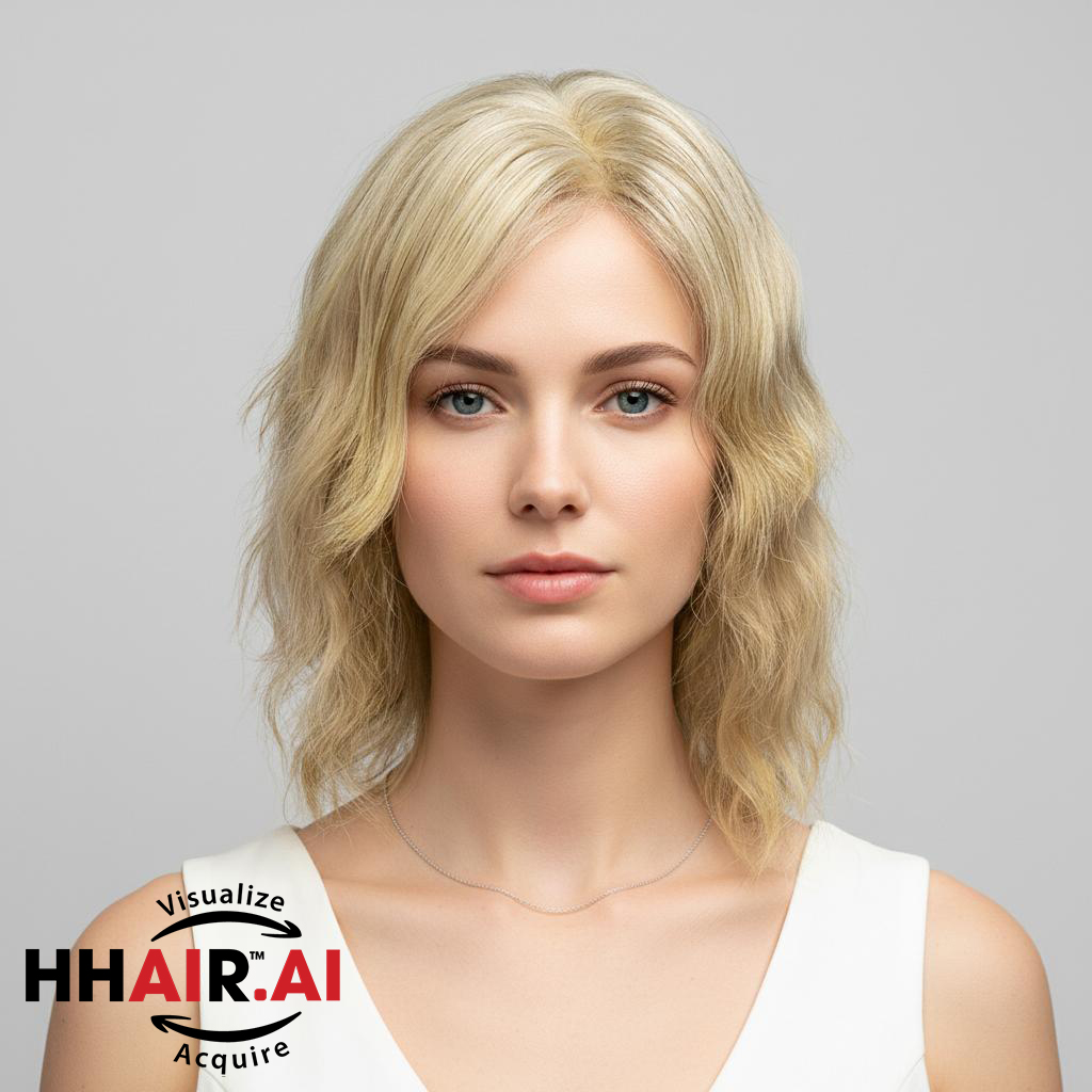 Women's Full Shoulder-Length Wavy Wig Made from Real Hair