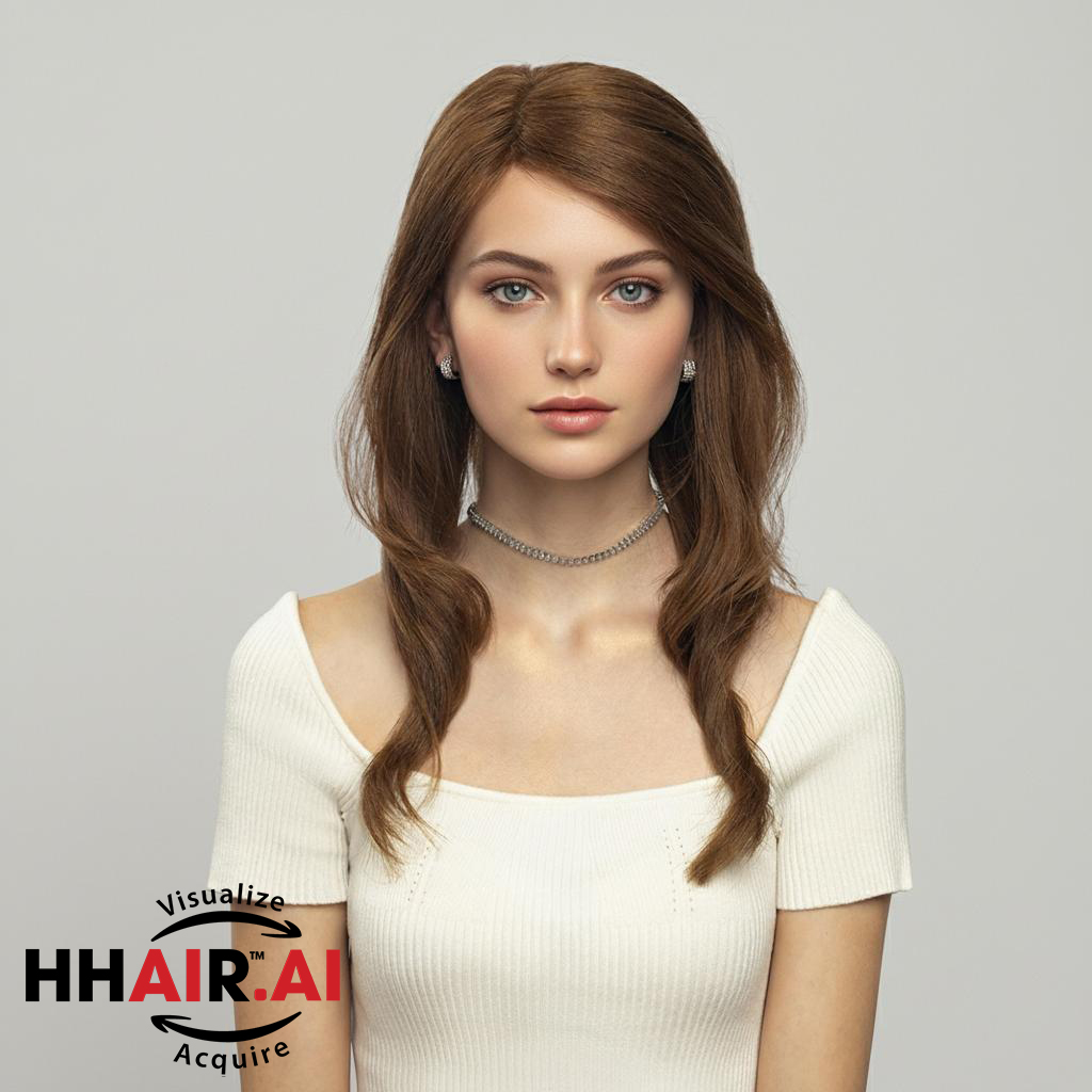 Long Wave Auburn Handmade Human Hair with Side-Swept Bang