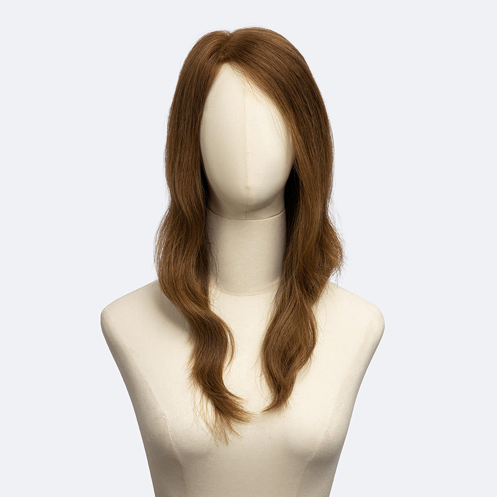 Long Wave Auburn Handmade Human Hair with Side-Swept Bang
