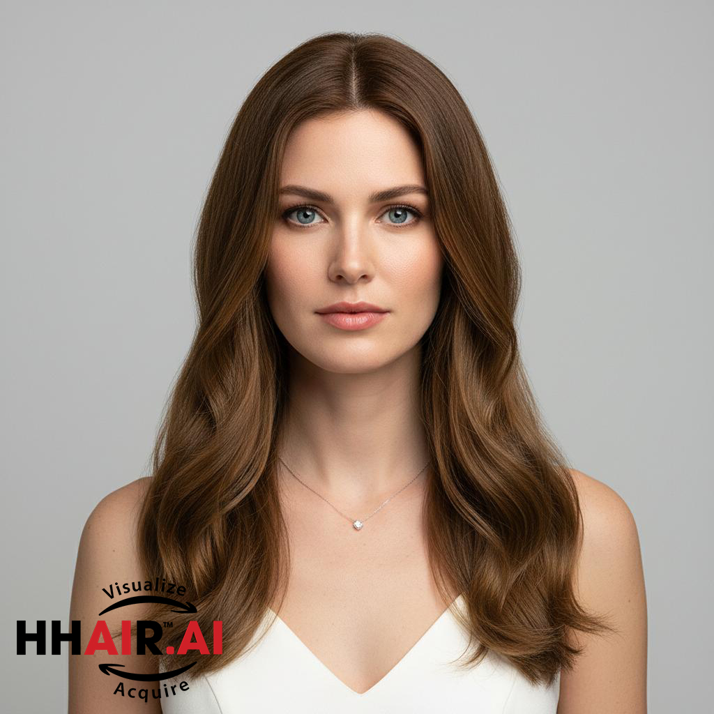 Long Wave Auburn Handmade Human Hair with Side-Swept Bang